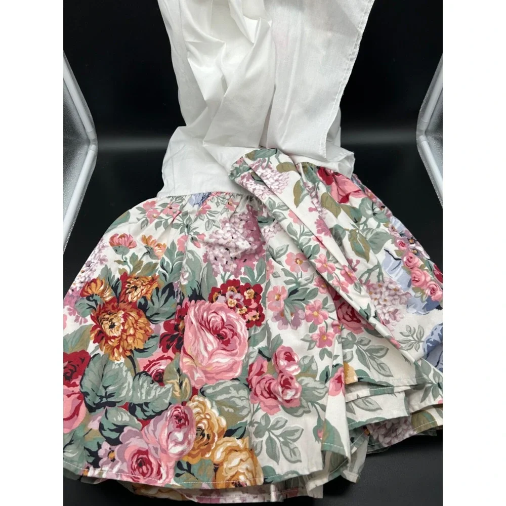 Vintage Ralph Lauren Twin Allison Dust Ruffle‎ Bed Skirt Floral Blue Ribbon EUC